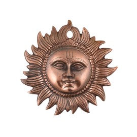 Craft Trade Metal Wall Decor - Sun Idol Vastu Items for Home for Good Luck Decorative Hanging for Living Room Bedroom Feng Shui Decor - Copper - 8 Inches