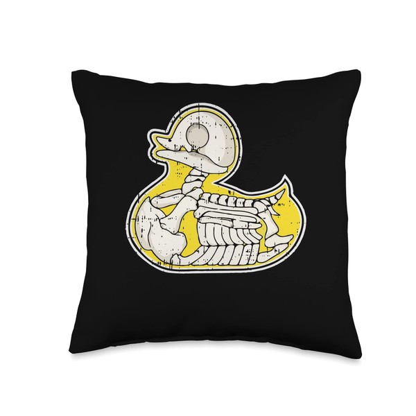 Rubber Duck Skeleton Lazy Halloween Costume Funny Ducky Throw Pillow