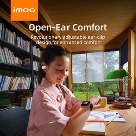 imoo Open Earbuds, E5 Open Ear Earbuds Ture Wireless Bluetooth Earbuds, Splash, Spill & Sweat Resistant, 30HRS of Listening Time (White)