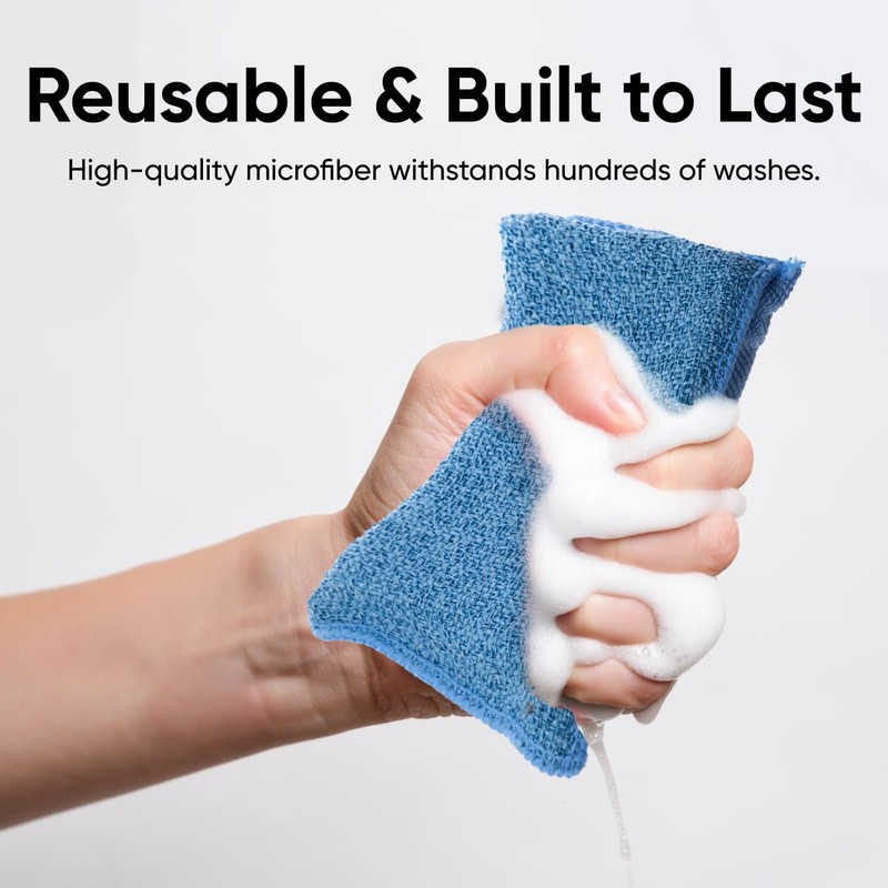 Miracle Microfiber Scrubbing Sponge, Blue Extra Scrubbing Power Sponge for