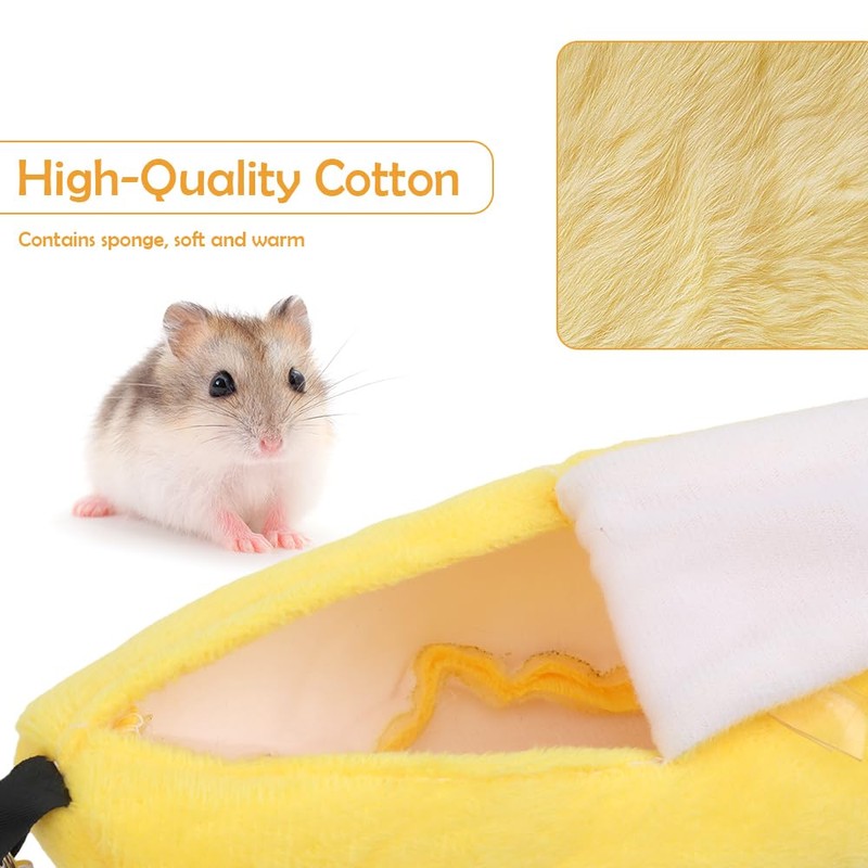DQITJ 2 Pack Sugar Glider Bed House Hamster Banana Warm