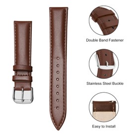 Lzwldan Leather Watch Bands Compatible with Amzhero Fitness Tracker,Soft Genuine Leather Replacement Wristband for FITVII Slim/KALINCO Slim/MorePro HM08 Watch for Women Men, Dark Brown