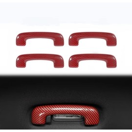 Voodonala for Charger Roof Top Handle Roof Grab Handle Cover Trim for 2015-2024 Dodge Charger Interior Accessories, ABS Red/Black Fiber 4pcs
