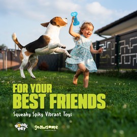 Gnawsome Dog Toys - 6.5” Spiky Squeaker Bone - Medium - Dental & Gum Wellness - Stimulating Fun - Hidden Squeaker - Durable for Heavy Chewers - 100% BPA-Free - Assorted Colors