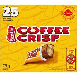 Coffee Crisp Mini Chocolate Bars, 25ct Snack Size, Individually Wrapped, Peanut-Free Chocolate Candy, from Canada