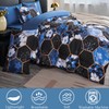 ANGIYUIN 7Pcs Blue Marble King Comforter Sets Floral Bedding Sets