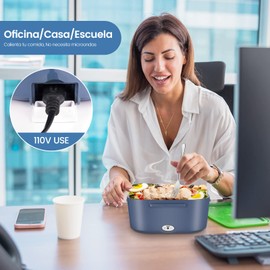 Fiambrera Eléctrica, TXG Fiambrera Eléctrica Enchufable 3 En 1, Fiambrera de Oficina Aislada Portátil con Tenedor y Cuchara, Acero Inoxidable 304 de 1.5L y Bolsa Térmica (Verde oscuro)