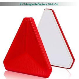DARKGUARD 2xRed Rear Triangle Reflector Stick On 150x10x135mm (LxWxH) E9 Approved,Gate Posts Safety Reflectors,Triangle Rear Reflectors for Trailer Van Tractor RV Wall (Red-Triangle-Stick On-2pcs)