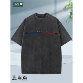 2025 Summer Streetwear - Men's Oversized Cotton T-Shirt - 5 Colors - Washed Vintage Look - Comfortable & StylishColor: Black, Size: S
