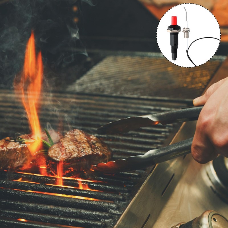 Button Piezo Igniter Set Heat Resistant Gas Grill Igniter Electrode