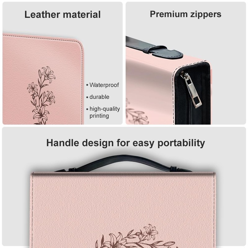 Hobbspring Lily Bible Case for Men Women Linear Plant Bible