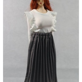TOYBARJAPAN 1/6 Action Figure, Accessories/Fits TBLeague Body, DMTOYS DF082 Beautiful Women, Fashion, Office Lady, Ruffled Lady, White Shirt and Gray Skirt (Body and Head Not Included)