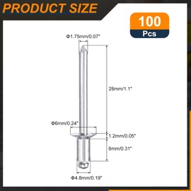sourcing map 100Pcs 3/16"x3/8" Aluminum Countersunk Blind Rivet, Open-End Type Blind Rivets for DIY, Sheet Metal, Automotive Repairs, Furniture, Boat, and Duct Work (Silver)