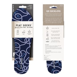 FLAT SOCKS No Show Socks, Sockless Shoe Liner, Washable Barefoot Shoe Insert for Men and Women, Seas-The-Day, Small