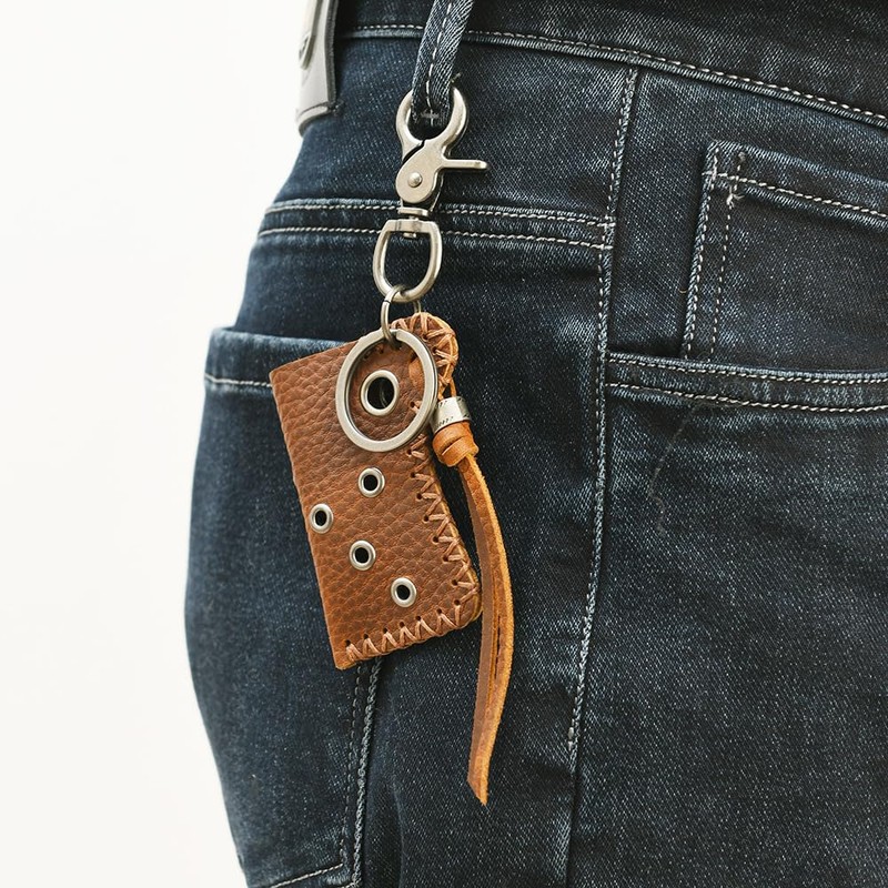 Rockyu Keychain, Men's, Genuine Leather, Stylish, For Outdoors, Convenient, With