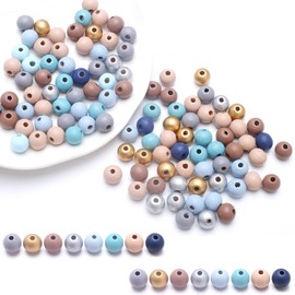 DAHI Pack of 500 Colourful Wooden Beads with Hole 500 Pieces Wooden Balls Wooden Beads Craft Beads for DIY Jewellery Making (Colourful 10 mm)