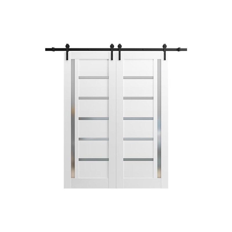 SARTODOORS Sliding Double Barn Doors | Quadro 4088 White Silk