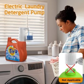 ARLION Electric Laundry Detergent Pump - Reusable Laundry Detergent Dispenser with Graduated Cup for Liquid Detergent, USB Rechargeable, Ideal for Laundry Room Organization (White)