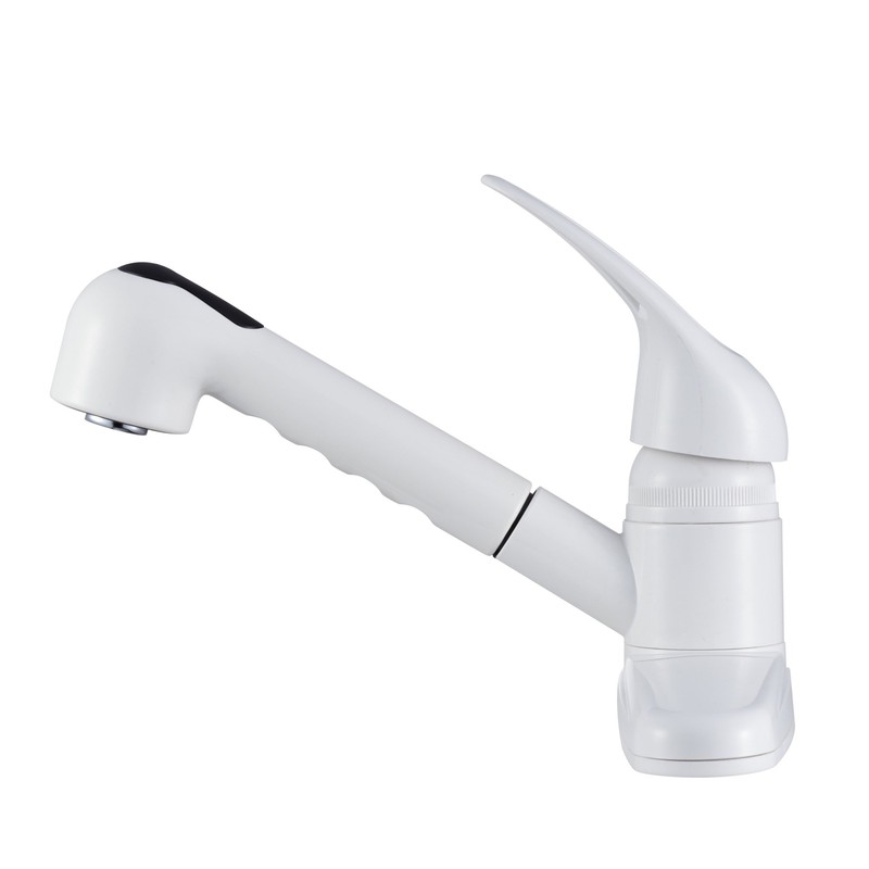 Dura Faucet DF-PK100-WT Non-Metallic Pull-Out RV Kitchen Sink Faucet, Single