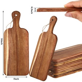 6 Pcs Cutting Board Set Plain Chopping Board with Handles Laser Engraving Serving Board Wooden Charcuterie Kitchen Board Bulk for DIY Housewarming Christmas Gift (16 x 5 Inch, Acacia Wood)