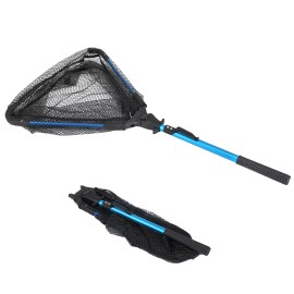 LUSHAZER Fishing Landing Net w/ Telescopic Pole Handle Retractable Foldable Coating Nylon