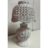 Unbranded White Table Scalloped Wicker Lamp 14"