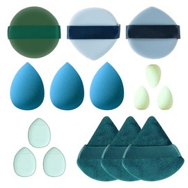 Juego de 15 esponjas de maquillaje,polvo facial, esponjas de maquillaje, mini aplicadores, Mini Esponjas de Maquillaje para polvo suelto de base, base y corrector líquido o en crema (Azul)