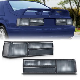 G-PLUS Taillights Taillamps Rear Brake Lights Left&Right w/o Bulbs Compatible with Ford Mustang 1987-1993,FO2800168, FO2801168 Smoky Lens Black Housing Faros Traseros Luces TraserasAssembly