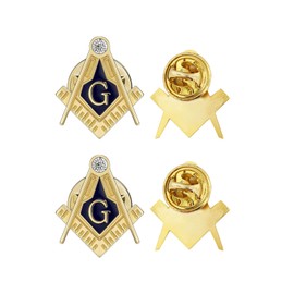 Masonic Lapel Pins for Men - 2PCS Freemason G Letter Zinc Alloy Brooch Set, Classic Masonic Pin Badge for Suit, Elegant Freemason Accessories for Members, Ceremonial Wear, Gifts