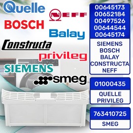 Tumble Dryer Lint Filter with the Size of 305x155x60 mm with the Original Code 00652184 652184 for Bosch for Balay for Siemens - Warranty 10 Years - MONTERAL