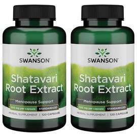 Swanson Shatavari Ayurvedic Female Rejuvenator 500 Milligrams 120 Capsules (2 Pack)