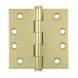 4 x 4 in. Square Hinges, Unlacquered Bright Brass - Solid Brass - Pack of 2
