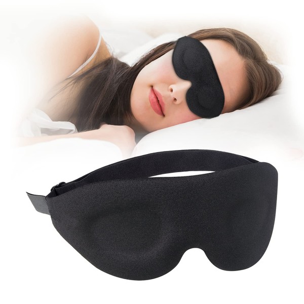 Sleep Mask Block Out Light 100%, Eye Mask Sleeping of 3D Contoured Blackout Night Blindfold, Relaxation Soft Cushion Travel Eye Cover