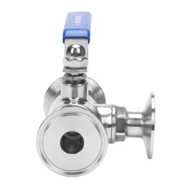DERNORD 1.5" Tri Clamp Sanitary Ball Valve, 3-Way Ball Valve T-Port Stainless Steel 304, PTFE Lined (3/4 inch Tube OD)