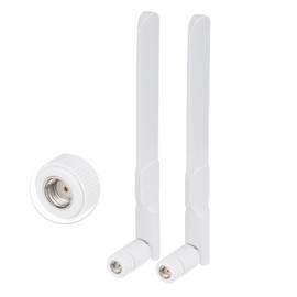Bingfu Dual Band WiFi 2.4GHz 5GHz 5.8GHz 8dBi MIMO RP-SMA Male White Antenna (2-Pack) for WiFi Router Wireless Network Card USB Adapter Security IP Camera Video Surveillance Monitor