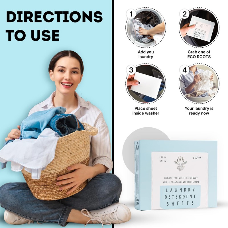 ECO ROOTS Laundry Detergent Sheets 64 loads | ECO FRIENDLY