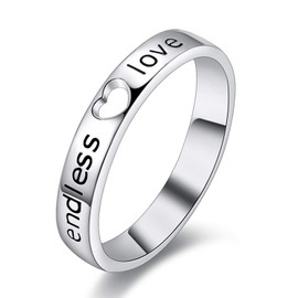 Uloveido 2pcs His and Her Endless Love Heart Ring Platinum Plated Engagement Rings Puzzle Matching Set Wedding Engagement Band Valentine's Day Couples Gifts J205, Metal Crystal, Cubic Zirconia