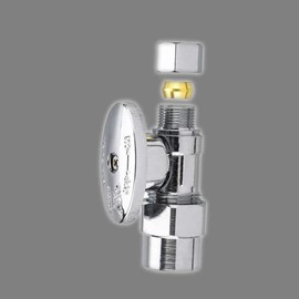 2 PCS 1/2" CPVC X 3/8" OD 1/4 Turn Compression Straight Stop Valve Chrome Plated HQ