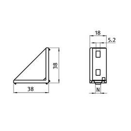 Angle 20 x 40 I-type nut 5 incl. mounting kit