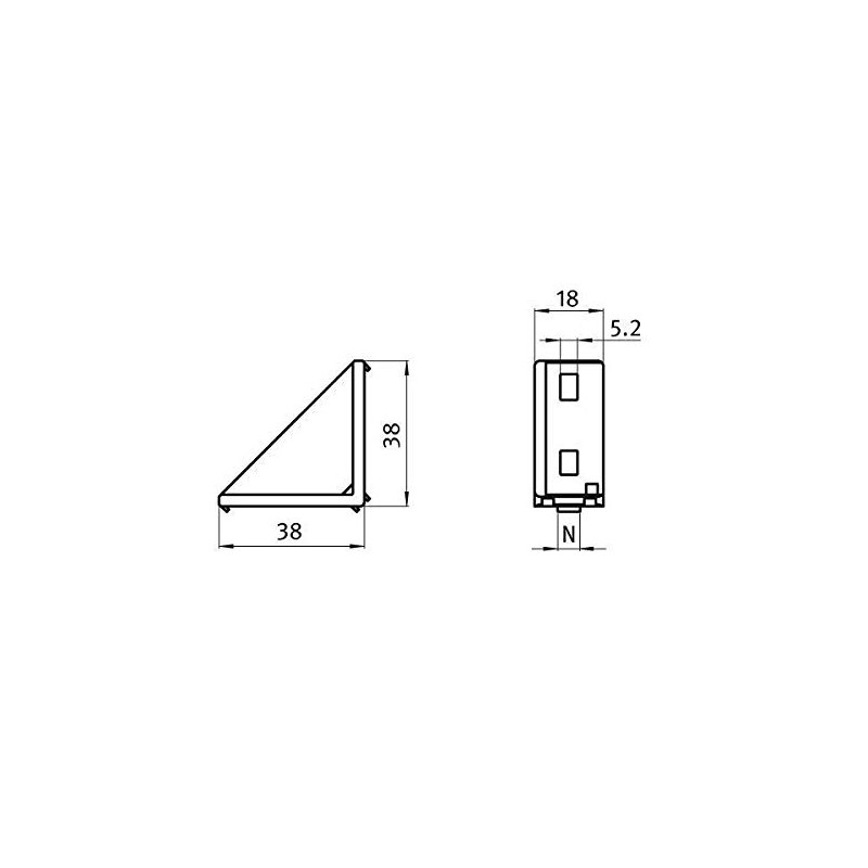 Angle 20 x 40 I-type nut 5 incl. mounting kit