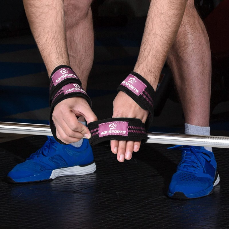 AQF Weight Lifting Straps Figure 8 with Padded Cuff Wrist