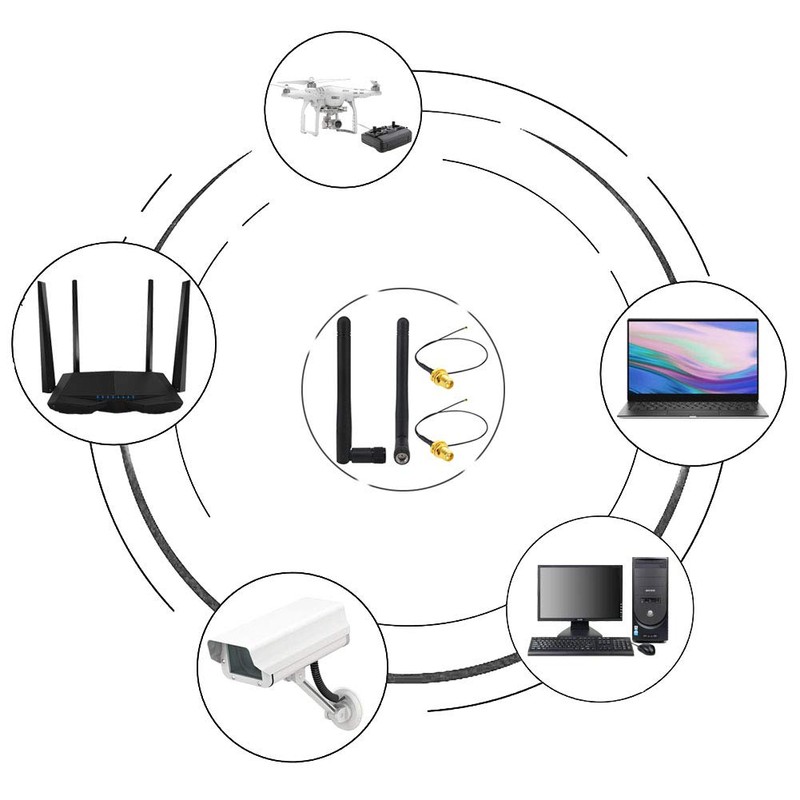 BOOBRIE 2 x 2.4GHz 2 Dbi RP SMA Male Antenna