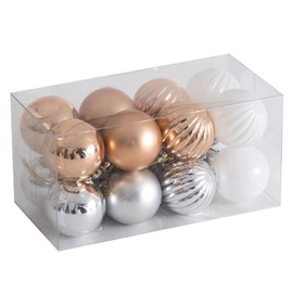 Christmas Ornaments, 1.6 inches (4 cm), 16 Pieces, Decorative Ornaments (Ornaments Set to Decorate Mini Trees) Ball, Christmas Ornaments, Stylish, Luxurious (Champagne Gold)