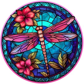 KTHOFCY 5D DIY Diamond Painting Kits for Adults Kids, Dragonfly Stained Glass Full Drill Embroidery Cross Stitch Crystal Rhinestone Paintings Pictures Arts Wall Decor Painting Dots Kits 11.8X11.8 in