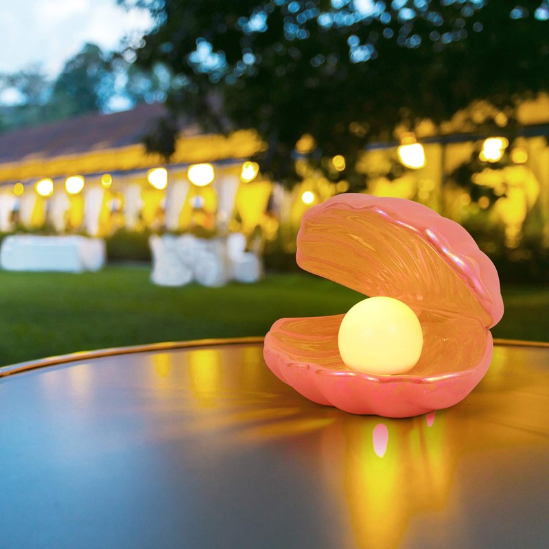 IMIKEYA Shell Pearl Light LED Ceramics Desktop Lamp Portable Pearl