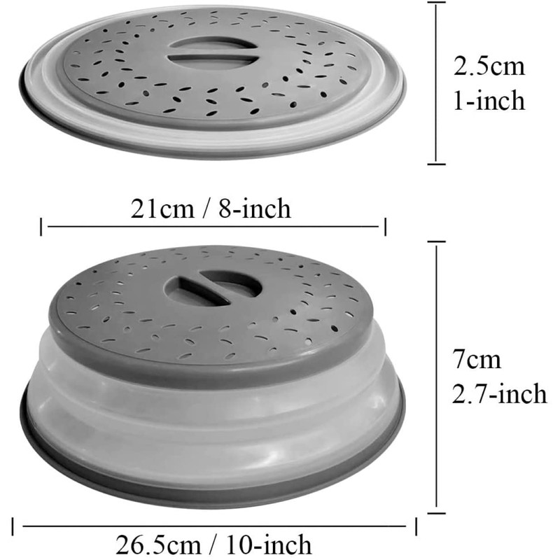 Microwave Plate Cover 10.5" Round Vented Collapsible Splatter Proof With