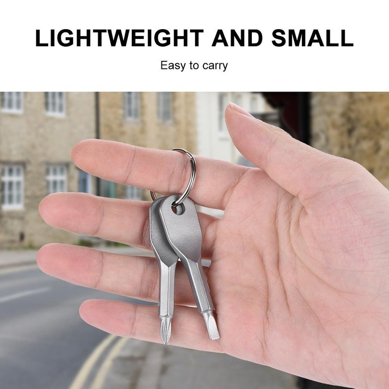 Mini Screwdriver Keychain Set, Portable Flat Head Stainless Steel and
