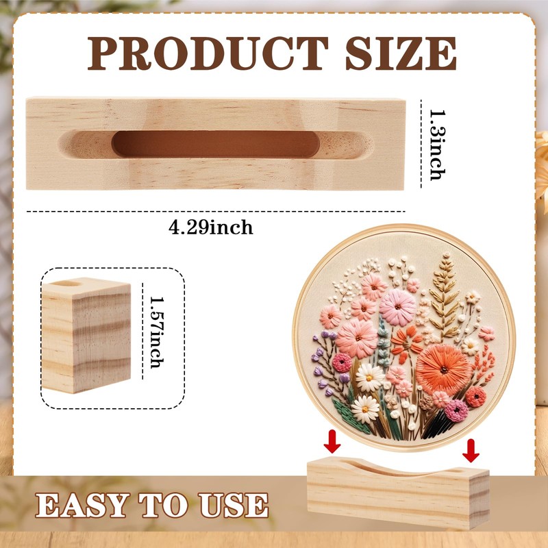 Chunful 6 Pcs Embroidery Hoop Display Stand Wooden Embroidery Frames
