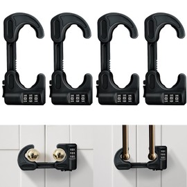 4 Pack Cabinet Locks with Combination Baby Proof Cabinet Door Lock Multifunctional Adjustable Child Safety Lock Knobs Door Lock for Home Refrigerator Doors Cabinet Knobs Double-Door Cabinet (Black)