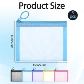 Psyqtsuary Mini Zipper Mesh-Bags, 4" x 5"Mesh Zipper Bag Small Meshs Bags with Zippers Mini Meshes Pouches Beauty Makeup Lipstick Cosmetic Accessories Organizer,5PCS